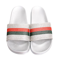 Load image into Gallery viewer, Size 11 Designer Silver Slides
