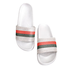 Load image into Gallery viewer, Size 12 Designer Silver Slides
