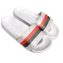 Load image into Gallery viewer, Size 12 Designer Silver Slides
