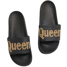 Load image into Gallery viewer, Size 7 Queen Black Slides
