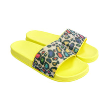 Load image into Gallery viewer, Size 10 Leopard Yellow Slides
