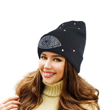 Load image into Gallery viewer, Black Bling Eye Beanie
