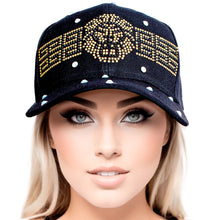 Cargar imagen en el visor de la galería, Hat Black Lion Gold Bling Baseball Cap for Women
