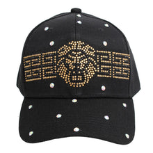Load image into Gallery viewer, Hat Black Lion Gold Bling Baseball Cap for Women
