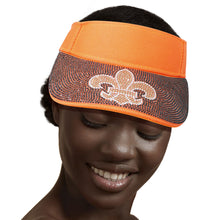 Load image into Gallery viewer, Orange Fleur de Lis Rhinestone Visor
