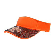 Load image into Gallery viewer, Orange Fleur de Lis Rhinestone Visor
