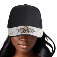 Load image into Gallery viewer, Hat Black Fleur de Lis Bling Baseball Cap Women
