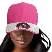 Load image into Gallery viewer, Hat Fuchsia Afro Bling Baseball Cap for Women
