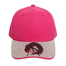 Load image into Gallery viewer, Hat Fuchsia Afro Bling Baseball Cap for Women
