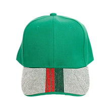 Cargar imagen en el visor de la galería, Hat Green Bling Stripe Baseball Cap for Women
