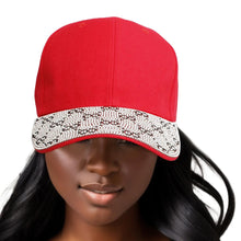 Load image into Gallery viewer, Hat Red Monogram Bling Baseball Cap for Women

