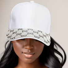Cargar imagen en el visor de la galería, Hat White Monogram Bling Baseball Cap for Women

