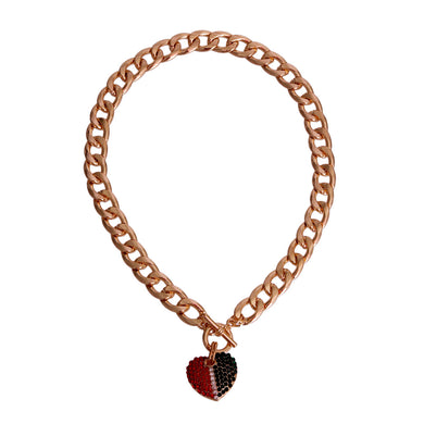 Half Red Green Heart Toggle Necklace