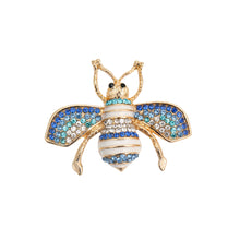 Load image into Gallery viewer, Blue Rhinestone Bee Brooch
