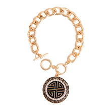 Load image into Gallery viewer, Black and Gold Greek Toggle Bracelet
