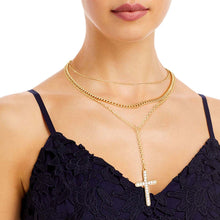 Load image into Gallery viewer, Gold Triple Chain Cross Set
