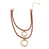 Brown Leather Ring Necklace