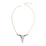 Rainbow Rhinestone Steer Necklace
