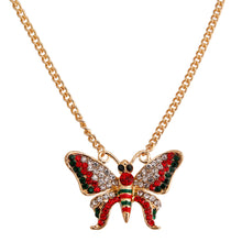 Cargar imagen en el visor de la galería, Red and Green Butterfly Necklace
