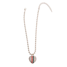 Load image into Gallery viewer, Designer Style Stripe Heart Silver Ball Necklace
