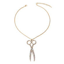 Load image into Gallery viewer, Rhinestone Scissors Pendant Necklace
