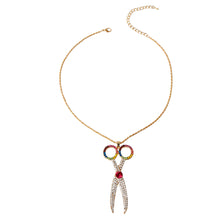 Load image into Gallery viewer, Rhinestone Scissors Pendant Necklace
