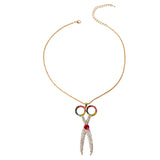 Rhinestone Scissors Pendant Necklace