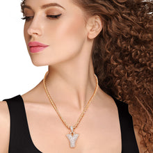 Load image into Gallery viewer, Y Rhinestone Gold Necklace
