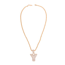 Load image into Gallery viewer, Y Rhinestone Gold Necklace
