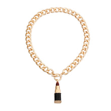 Load image into Gallery viewer, Burgundy Lipstick Charm Necklace
