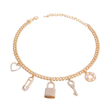 Load image into Gallery viewer, Gold Love Lock Charm Necklace
