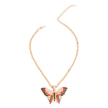 Load image into Gallery viewer, Red and Green Flutter Butterfly Necklace
