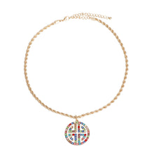 Load image into Gallery viewer, Gold Twisted Chain Multi Greek Key Necklace
