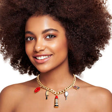 Load image into Gallery viewer, Gold Black Luxury Makeup Charm Necklace
