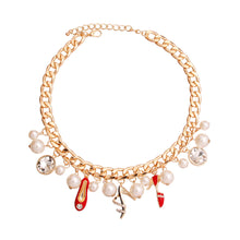 Cargar imagen en el visor de la galería, Gold Red Luxury Shoe Charm Necklace
