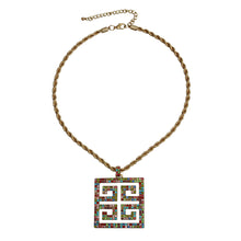 Load image into Gallery viewer, Multi Color Greek Key Pendant Necklace
