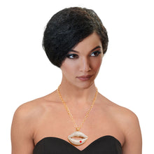 Load image into Gallery viewer, Clear Rhinestone Lips Gold Chain
