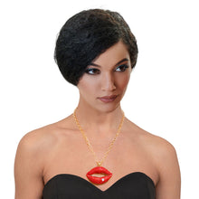 Load image into Gallery viewer, Red Rhinestone Lips Gold Chain
