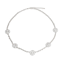 Load image into Gallery viewer, Silver Station Round Greek Key Necklace
