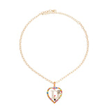 Multi Color Designer D Heart Necklace
