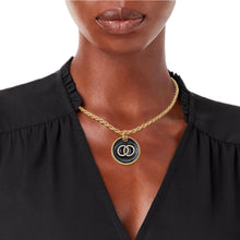 Load image into Gallery viewer, Black Infinity Pendant Gold Twisted Chain
