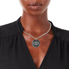 Load image into Gallery viewer, Black Infinity Pendant Silver Twisted Chain
