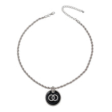 Load image into Gallery viewer, Black Infinity Pendant Silver Twisted Chain
