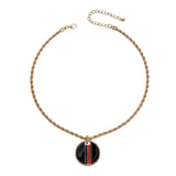 Black Stripe Pendant Gold Twisted Chain