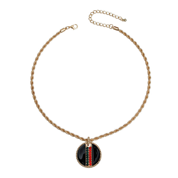 Black Stripe Pendant Gold Twisted Chain