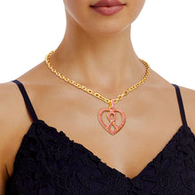 Load image into Gallery viewer, Pink Ribbon Pink Heart Necklace
