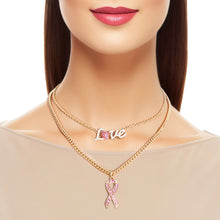 Load image into Gallery viewer, Gold Love Pink Ribbon Chain

