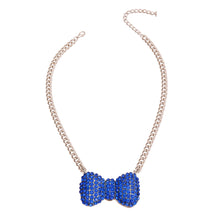 Load image into Gallery viewer, Silver Blue Chunky Bow Necklace
