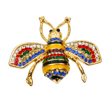 Load image into Gallery viewer, Designer Style Multi Color Rhinestone Bee Brooch Pin
