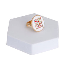 Load image into Gallery viewer, White and Gold Greek Key Ring

